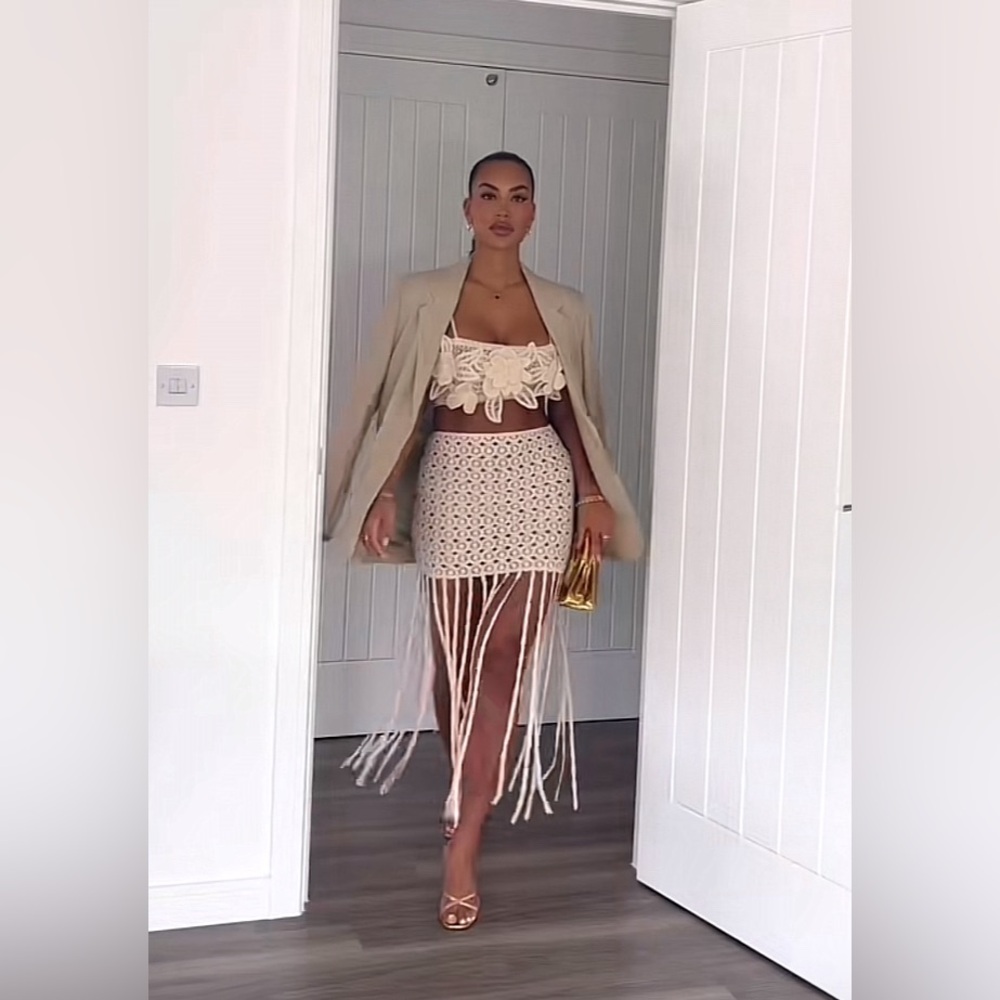 Zara Crochet Knit Fringed Mini Skirt - Picture 7 of 15